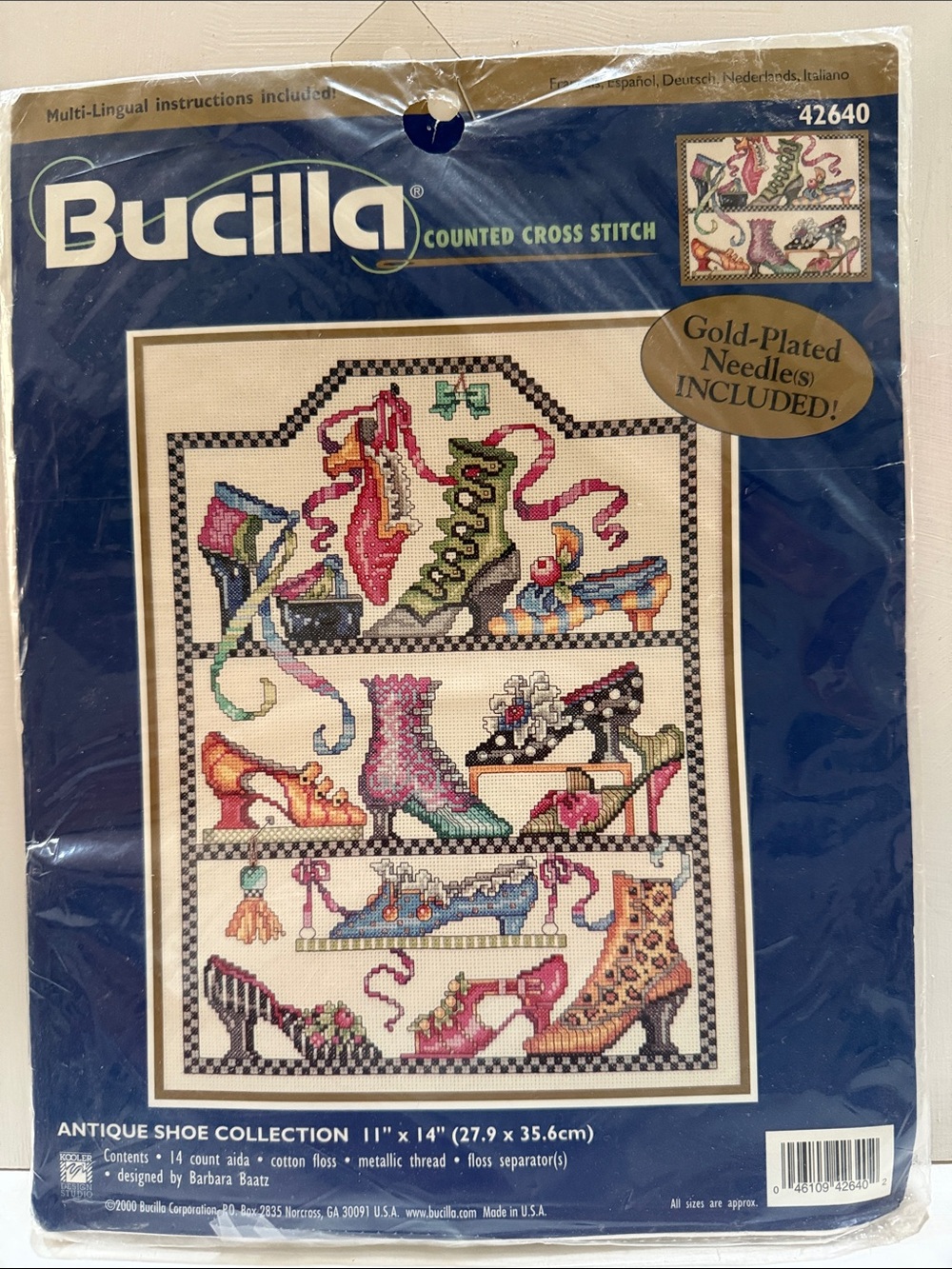 Bucilla Antique Shoe Collection Counted Cross Stitch Wall Art - Vintage Sealed
